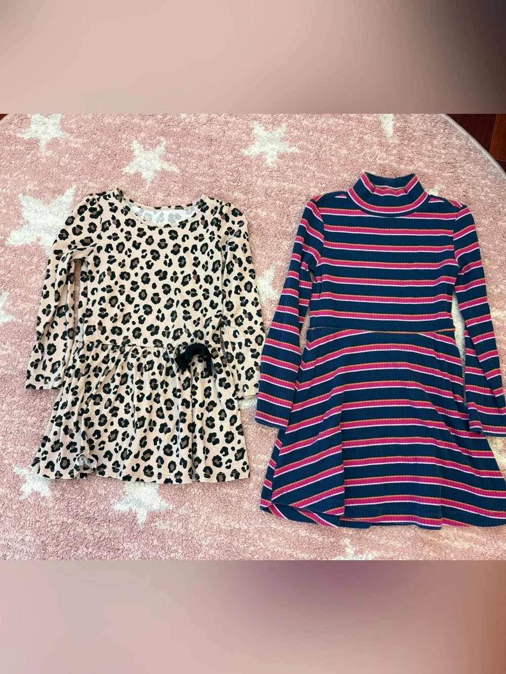 Carter’s Girls Dress Bundle Size 4T | Leopard & Striped Long Sleeve Dresses